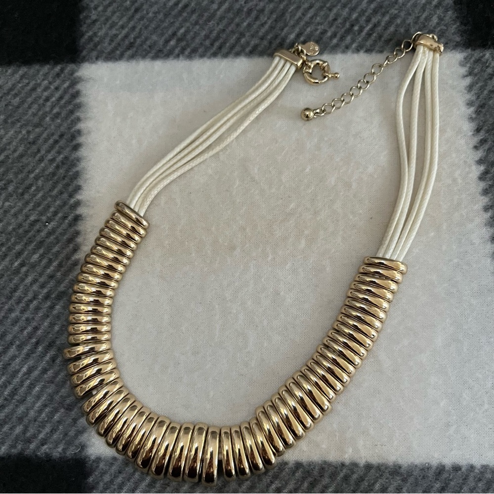 Ann Taylor Loft Shiny Gold Tone Stacked Ring Necklace